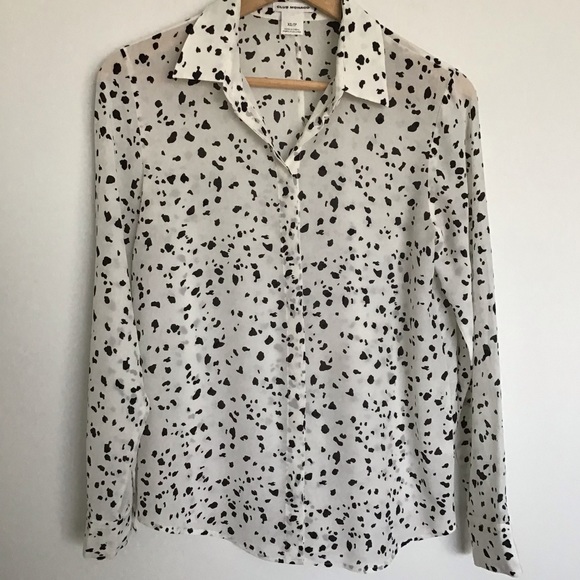 EUC CLUB MONACO DALMATIAN PRINT 100% SILK SHIRT - Picture 2 of 9